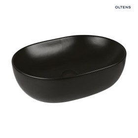 Oltens Hamnes Thin umywalka 60,5x41,5 cm nablatowa owalna czarny mat 40320300