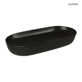 Oltens Hamnes Thin umywalka 80x40 cm nablatowa owalna czarny mat 40321300