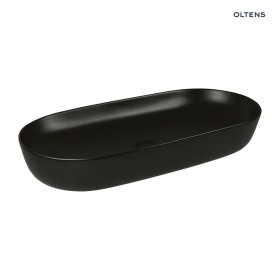Oltens Hamnes Thin umywalka 80x40 cm nablatowa owalna z powłoką SmartClean czarny mat 40821300