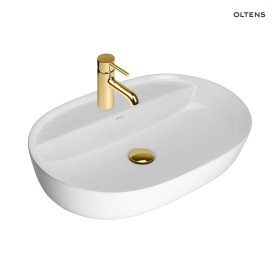 Oltens Hamnes Thin umywalka 62x42 cm nablatowa owalna biała 41314000