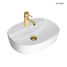 Oltens Hamnes Thin umywalka 51x39 cm nablatowa owalna z powłoką SmartClean biała 41813000