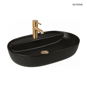 Oltens Hamnes Thin umywalka 51x39 cm nablatowa owalna czarny mat 41313300 