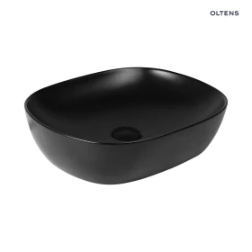 Oltens Hamnes umywalka 46,5x37,5 cm nablatowa owalna czarny mat 40301300