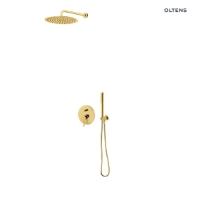 Zestaw Oltens Molle bateria podtynkowa z deszczownicą 30 cm Vindel i kompletem prysznicowym złoto szczotkowane 36600810