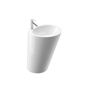 AMOS S Umywalka przyścienna z postumentem - 582 x 370 x 850 mm