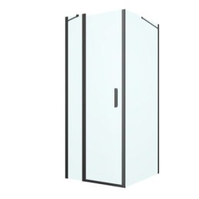 Oltens Verdal kabina prysznicowa 80x100 cm prostokątna drzwi ze ścianką czarny mat/szkło przezroczyste 20206300