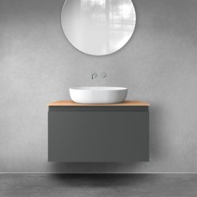 Oltens Vernal szafka 80 cm podumywalkowa wisząca z blatem grafit mat/dąb 68112400