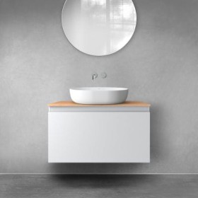 Oltens Vernal szafka 80 cm podumywalkowa wisząca z blatem szary mat/dąb 68112700