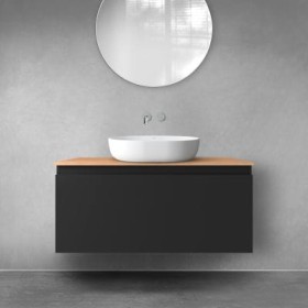 Oltens Vernal szafka 100 cm podumywalkowa wisząca z blatem czarny mat/dąb 68113300