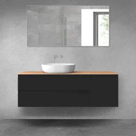 Oltens Vernal zestaw mebli łazienkowych 140 cm z blatem czarny mat/dąb 68264300