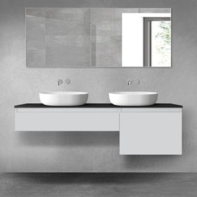 Oltens Vernal zestaw mebli łazienkowych 160 cm z blatem szary mat/czarny mat 68346700