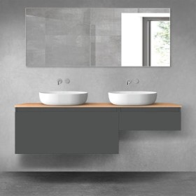 Oltens Vernal zestaw mebli łazienkowych 160 cm z blatem grafit mat/dąb 68352400