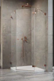Radaway Essenza Pro Brushed Copper PTJ kabina prysznicowa 80x80 cm pięciokątna lewa miedź szczotkowana/szkło przezroczyste 10100000-93-01L/10100100-01-01