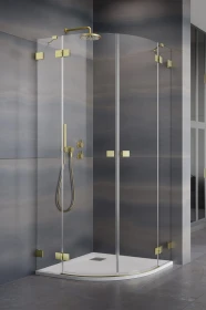 Radaway Essenza Pro Brushed Gold PDD kabina prysznicowa 80x80 cm półokrągła złoty szczotkowany/szkło przezroczyste 10095080-99-01L/10095080-99-01R