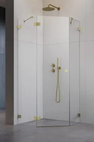Radaway Essenza Pro Brushed Gold PTJ kabina prysznicowa 90x90 cm pięciokątna prawa złoty szczotkowany/szkło przezroczyste 10100000-99-01R/10100200-01-01
