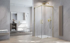 Radaway Idea 8 Brushed Gold KDD kabina prysznicowa część prawa 80x80 cm kwadratowa złoty szczotkowany/szkło przezroczyste 10370080-99-01R